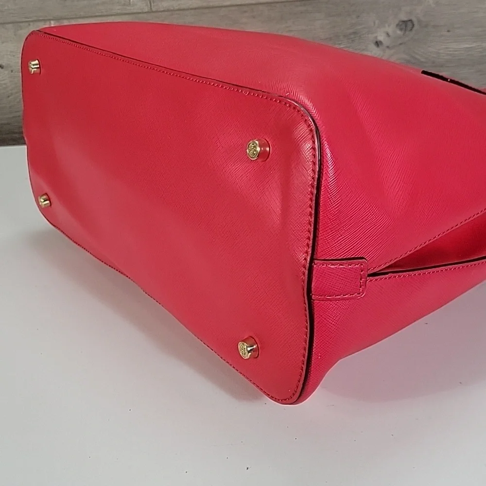 Tory Burch Fuchsia Saffiano Leather Dome Satchel Handbag